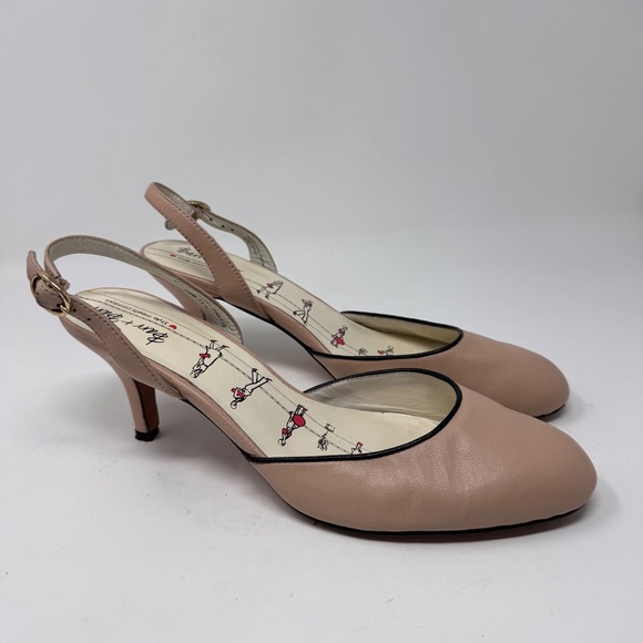 Burr + Burr Nude Leather Slingback Heels – Size 11 - Picture 1 of 12
